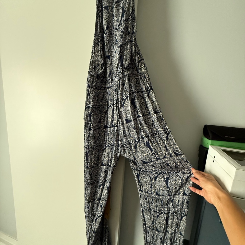American Eagle Outfitters Navy Patterned Jumpsuit